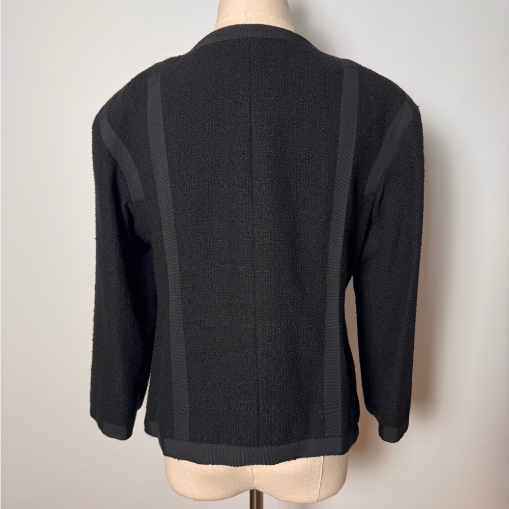 Chanel 2013 Black Cotton Tweed 3/4 Sleeve Jacket – Size 40 - Picture 8 of 15